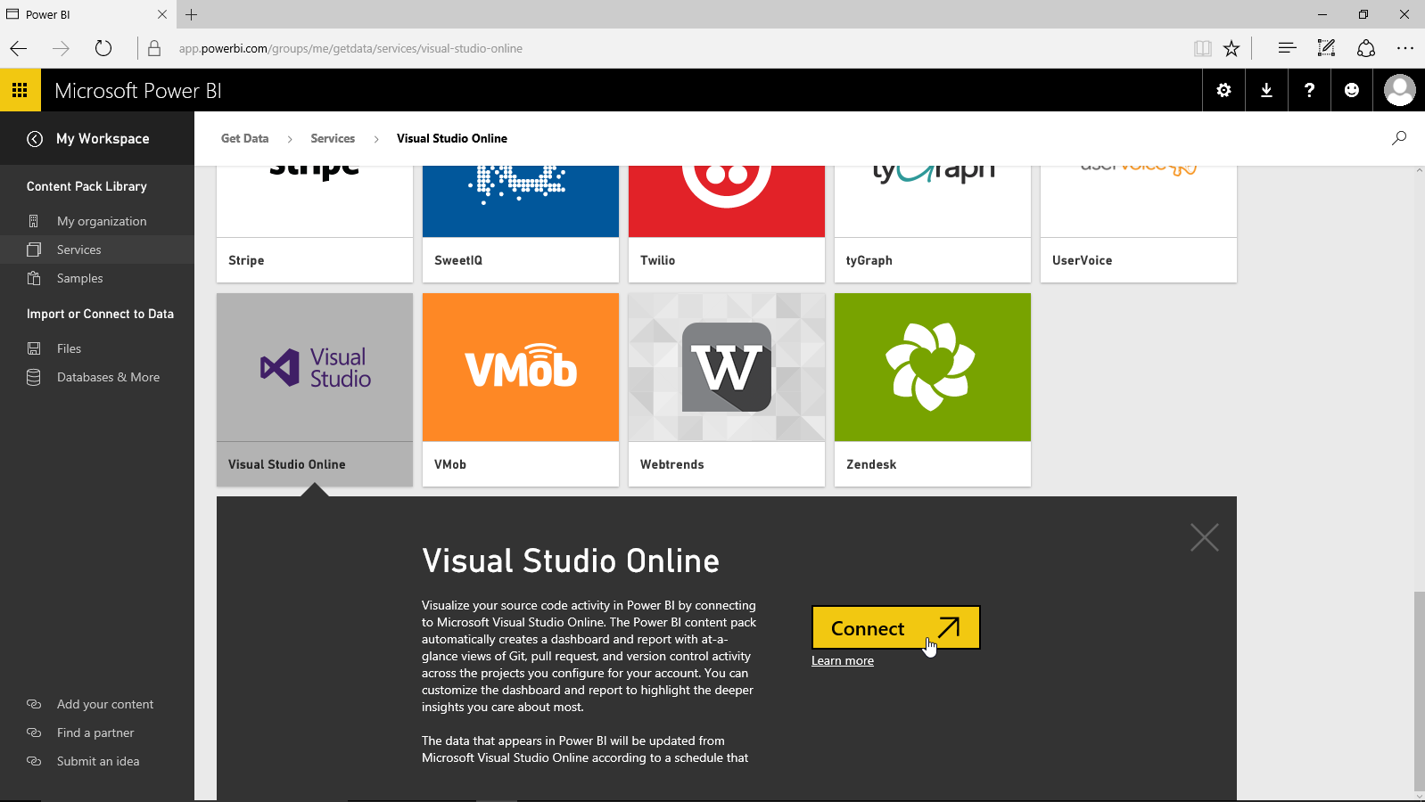 Visual Studio Online Data Connector